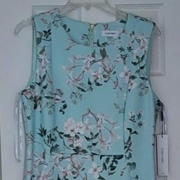 Calvin Klein Round Neck Sheath Dress Seafoam Green Sz 12 NEW w/Tags - Picture 3 of 14